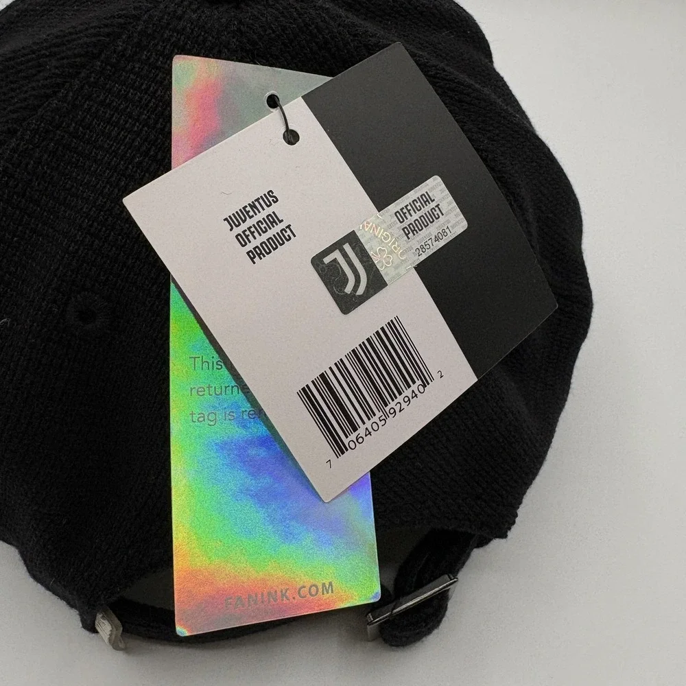 Juventus Hat Fan Ink Cap Strap Back One Size Black Soccer Football Official NEW
